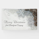 Vrolijk kerstfeest, pijnbomen, sneeuwvlokken spandoek (Horizontaal)