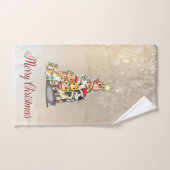 Vrolijk kerstfeest, pijnboomkatten Snowflakes Bad Handdoek (Handdoek)