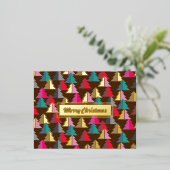 Vrolijk kerstfeest Pine Brown. Gepersonaliseerd. Folie Feestdagen Briefkaart (Staand Voorkant)
