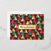 Vrolijk kerstfeest Pine Brown. Gepersonaliseerd. Folie Feestdagen Briefkaart (Voorkant / Achterkant)