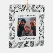 Vrolijk Kerstfeest Pine Cone Familiefoto Keramisch Ornament (Rechts)
