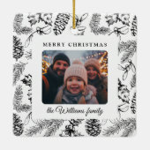 Vrolijk Kerstfeest Pine Cone Familiefoto Keramisch Ornament (Achterkant)