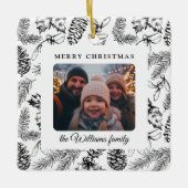 Vrolijk Kerstfeest Pine Cone Familiefoto Keramisch Ornament (Voorkant)