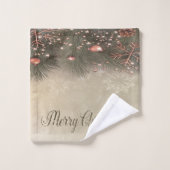 Vrolijk kerstfeest, pine Tree BranchesBalls,Snowfl Bad Handdoek (Wasdoekje)