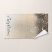 Vrolijk kerstfeest, pine Tree BranchesBalls,Snowfl Bad Handdoek (Handdoek)