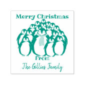 "Vrolijk kerstfeest" Pinguïn familie Zelfinktende Stempel (Design)