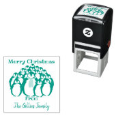 "Vrolijk kerstfeest" Pinguïn familie Zelfinktende Stempel (In situ)