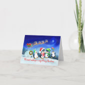 Vrolijk kerstfeest pinguïn gezin met Sinterklans. Kaart (Voorkant)