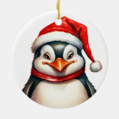 Vrolijk Kerstfeest Pinguïn in Santa Hat Sjaal Scha Keramisch Ornament (Achterkant)