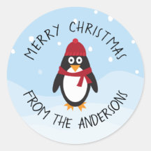 Vrolijk kerstfeest Pinguin Sticker voor de Feestda