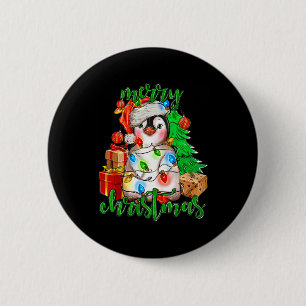 Vrolijk Kerstfeest Pinguïn Tree Lights Santa Hat F Ronde Button 5,7 Cm