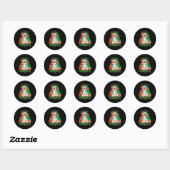 Vrolijk Kerstfeest Pinguïn Tree Lights Santa Hat F Ronde Sticker (Vel)