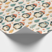 vrolijk kerstfeest |  pinguïns kerst cadeaupapier (Hoek)