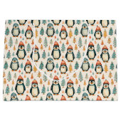 vrolijk kerstfeest |  pinguïns kerst groot cadeauzakje (Voorkant)