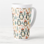 vrolijk kerstfeest |  pinguïns kerst latte mok (Rechterhoek)
