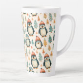 vrolijk kerstfeest |  pinguïns kerst latte mok (Rechts)