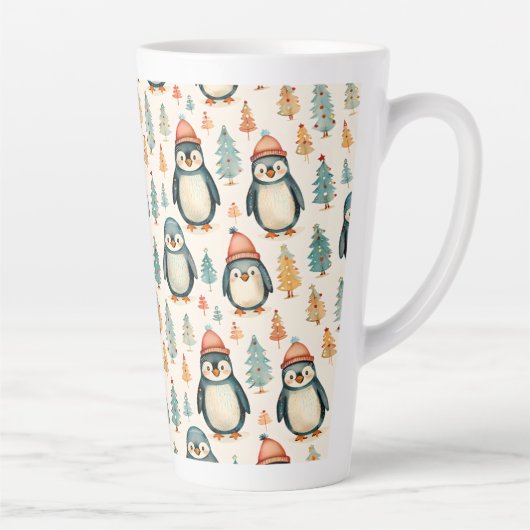 vrolijk kerstfeest |  pinguïns kerst latte mok (Rechts)