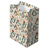 vrolijk kerstfeest | pinguïns kerst medium cadeauzakje (Voorkant Gekanteld)