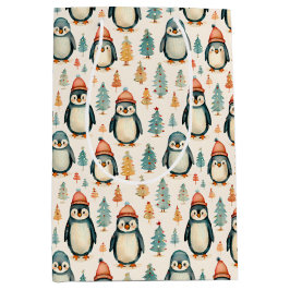 vrolijk kerstfeest | pinguïns kerst medium cadeauzakje