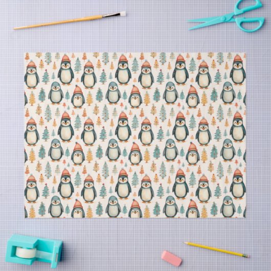 vrolijk kerstfeest |  pinguïns kerst tissuepapier (Craft)