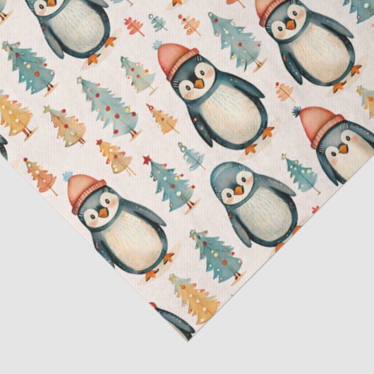vrolijk kerstfeest |  pinguïns kerst tissuepapier (Detail)