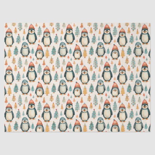 vrolijk kerstfeest |  pinguïns kerst tissuepapier (Voorkant)