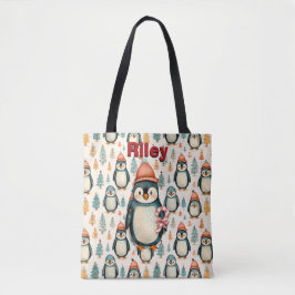 vrolijk kerstfeest | pinguïns kerst tote bag