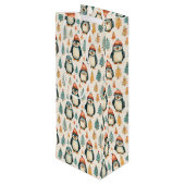 vrolijk kerstfeest |  pinguïns kerst wijn cadeautas (Achterkant Gekanteld)