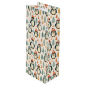 vrolijk kerstfeest | pinguïns kerst wijn cadeautas (Voorkant Gekanteld)