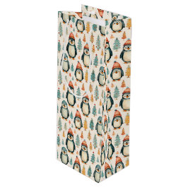 vrolijk kerstfeest |  pinguïns kerst wijn cadeautas