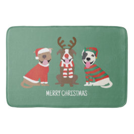 Vrolijk Kerstfeest Pit Bull Dogs Badmat
