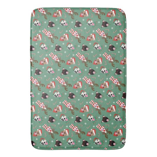 Vrolijk Kerstfeest Pit Bull Dogs Badmat (Voorkant Verticaal)