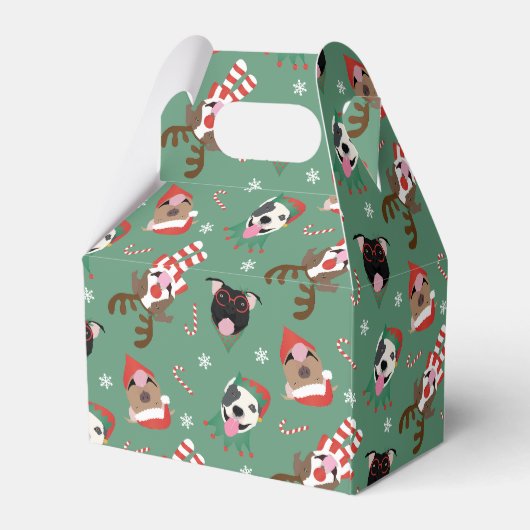 Vrolijk Kerstfeest Pit Bull Dogs Bedankdoosjes (Achterkant)