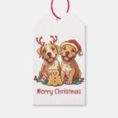 Vrolijk Kerstfeest Pit Bull Dogs Cadeaulabel (Voorkant)