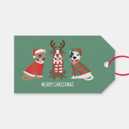 Vrolijk Kerstfeest Pit Bull Dogs Cadeaulabel