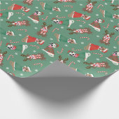 Vrolijk Kerstfeest Pit Bull Dogs Cadeaupapier (Hoek)