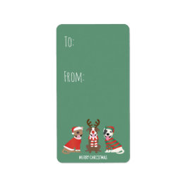 Vrolijk Kerstfeest Pit Bull Dogs Etiket