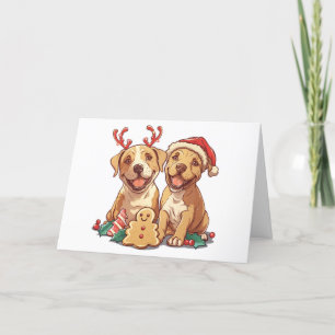 Vrolijk Kerstfeest Pit Bull Dogs Feestdagen Kaart