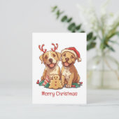 Vrolijk Kerstfeest Pit Bull Dogs Feestdagenkaart (Staand voorkant)