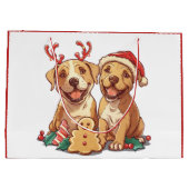 Vrolijk Kerstfeest Pit Bull Dogs Groot Cadeauzakje (Achterkant)