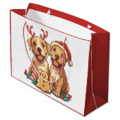 Vrolijk Kerstfeest Pit Bull Dogs Groot Cadeauzakje (Achterkant Gekanteld)