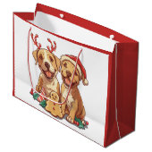 Vrolijk Kerstfeest Pit Bull Dogs Groot Cadeauzakje (Voorkant Gekanteld)