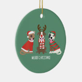 Vrolijk Kerstfeest Pit Bull Dogs Keramisch Ornament (Rechts)