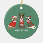 Vrolijk Kerstfeest Pit Bull Dogs Keramisch Ornament (Voorkant)