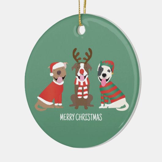 Vrolijk Kerstfeest Pit Bull Dogs Keramisch Ornament (Links)