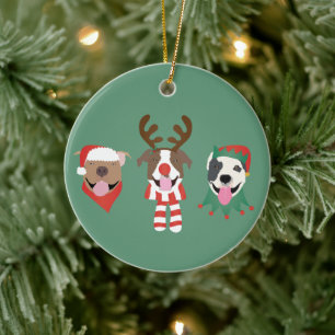 Vrolijk Kerstfeest Pit Bull Dogs Keramisch Ornament