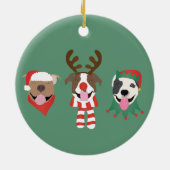 Vrolijk Kerstfeest Pit Bull Dogs Keramisch Ornament (Achterkant)