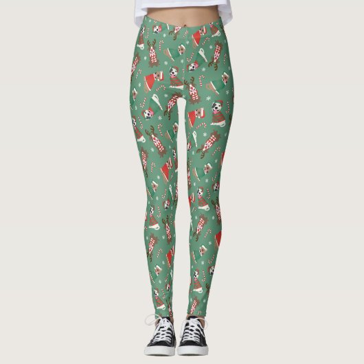 Vrolijk Kerstfeest Pit Bull Dogs Leggings (Voorkant)
