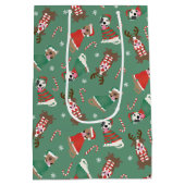 Vrolijk Kerstfeest Pit Bull Dogs Medium Cadeauzakje (Achterkant)