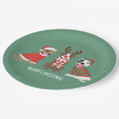 Vrolijk Kerstfeest Pit Bull Dogs Papieren Bordje (Gekanteld)